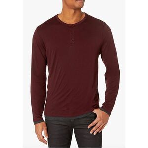 Vince Men's Dbl Layer Henley in Sonoma Red & H. Charcoal NWT Size Small